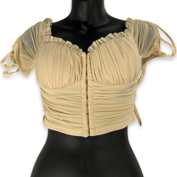 Windsor Tops - Windsor Women's Cream Colored Padded Clasp Secured Bustier Size Small